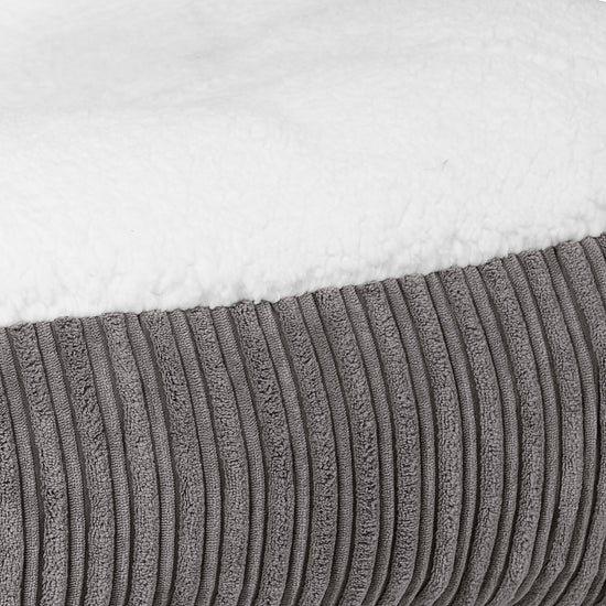 Sloucher Medium Dog Bed - Sherpa & Cord Graphite Grey 03