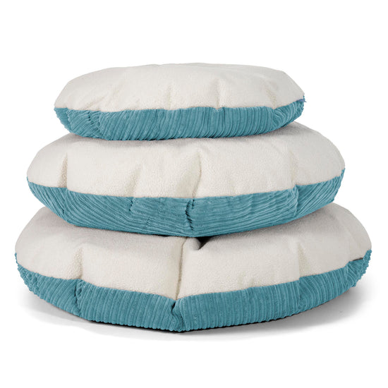 Flexforma Kids Round Floor Cushion Bean Bag 1-3 yr - Boucle & Cord Aegean Blue 03