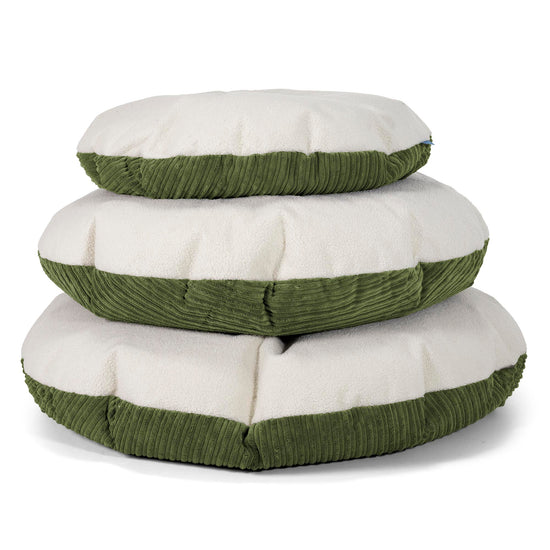 Flexforma Adult Round Floor Cushion Bean Bag - Boucle & Cord Forest Green 03