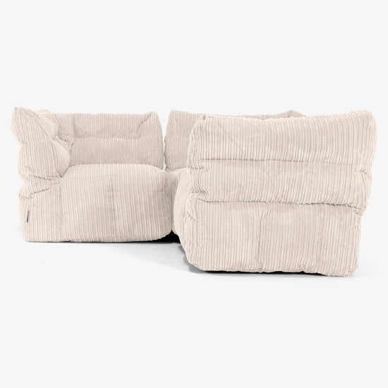 3 Piece Corner Modular Sofa Set - Cord Ivory 02