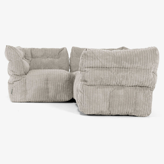 3 Piece Corner Modular Sofa Set - Cord Mink 02