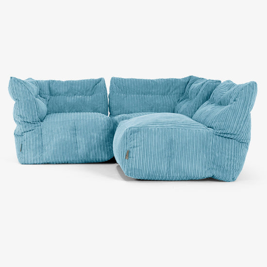 3 Piece Multi Modular Sofa Set - Cord Aegean Blue 04