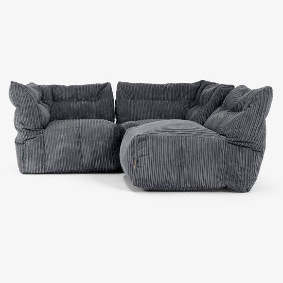 3 Piece Multi Modular Sofa Set - Cord Black 04