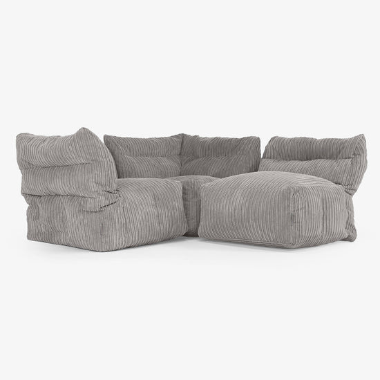 3 Piece Multi Modular Sofa Set - Cord Graphite Grey 03