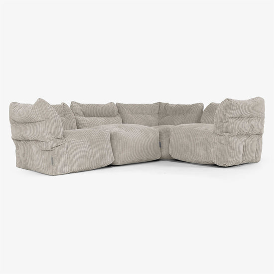 4 Piece Corner Modular Sofa Set - Cord Mink 01