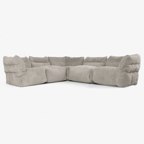 5 Piece Corner Modular Sofa Set - Cord Mink 01