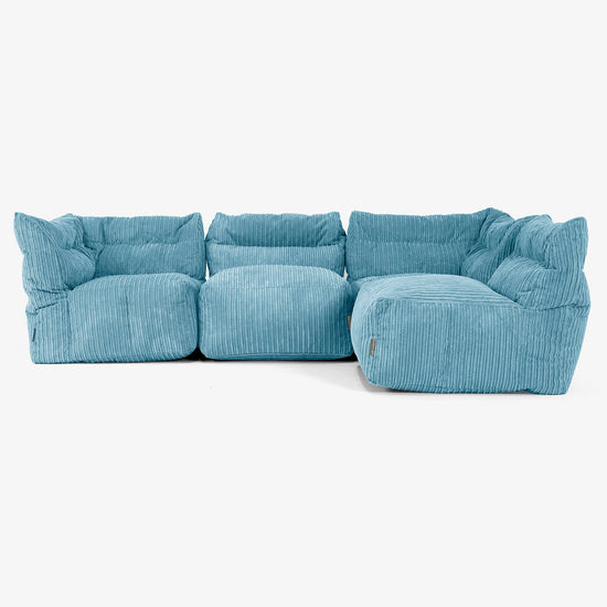 4 Piece Multi Modular Sofa Set - Cord Aegean Blue 03