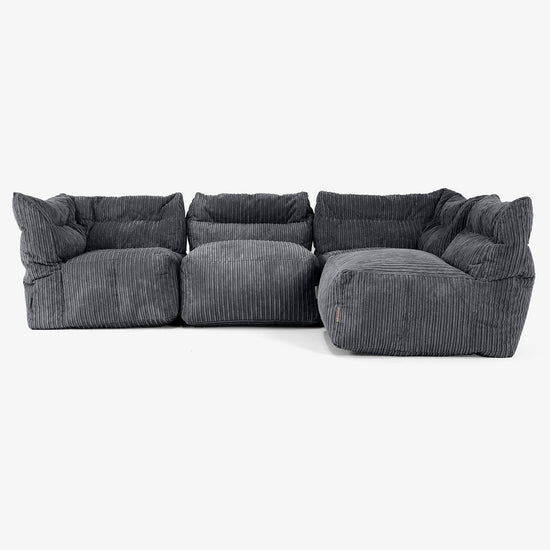 4 Piece Multi Modular Sofa Set - Cord Black 03