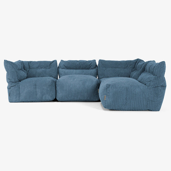 4 Piece Multi Modular Sofa Set - Cord Navy Blue 03