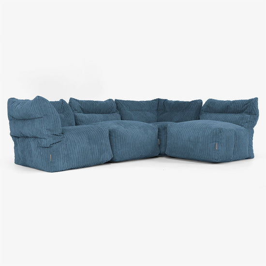 4 Piece Multi Modular Sofa Set - Cord Navy Blue 04