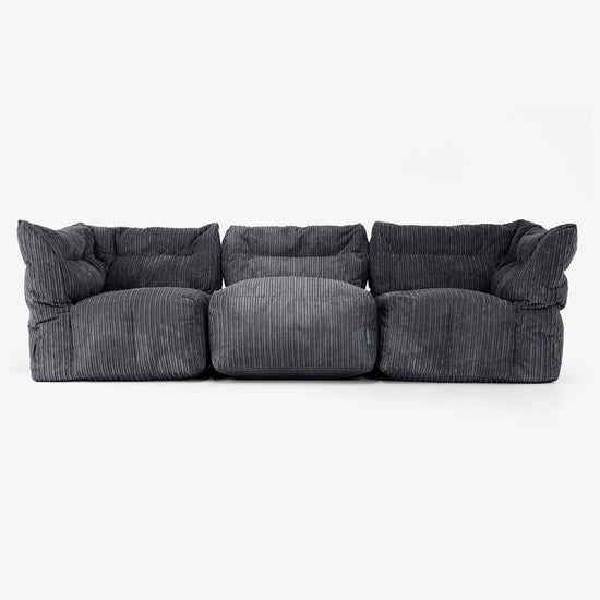 3 Piece Multi Modular Sofa Set - Cord Black 01