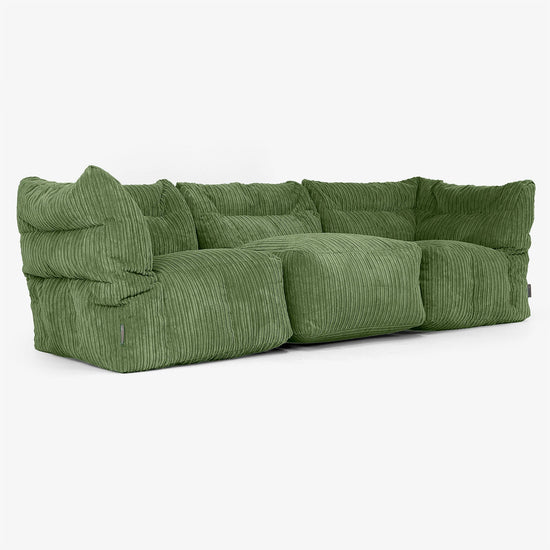 3 Piece Multi Modular Sofa Set - Cord Forest Green 02