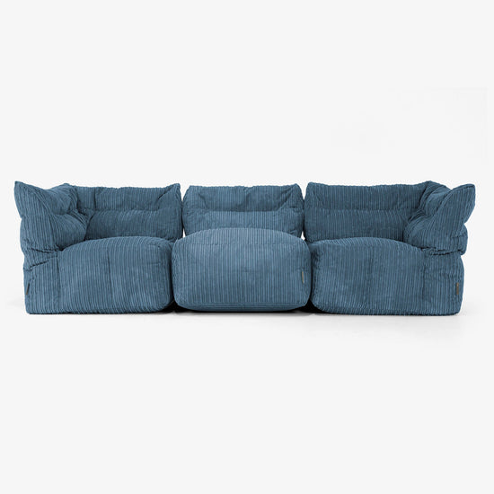 3 Piece Multi Modular Sofa Set - Cord Navy Blue 01