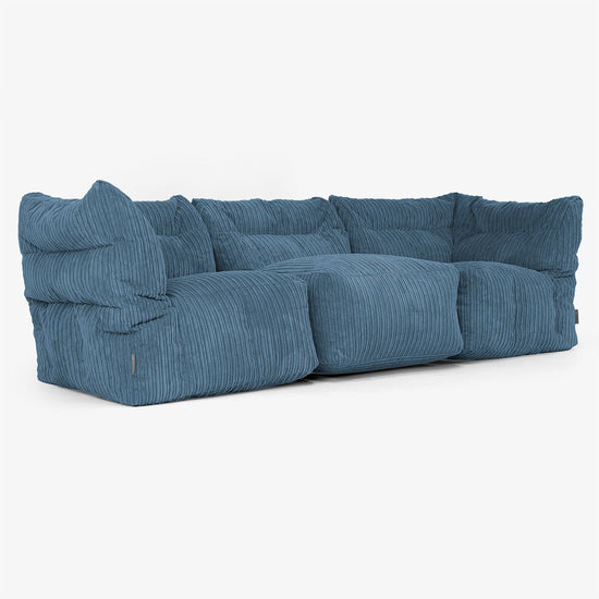 3 Piece Multi Modular Sofa Set - Cord Navy Blue 02