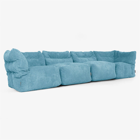 4 Piece Multi Modular Sofa Set - Cord Aegean Blue 02