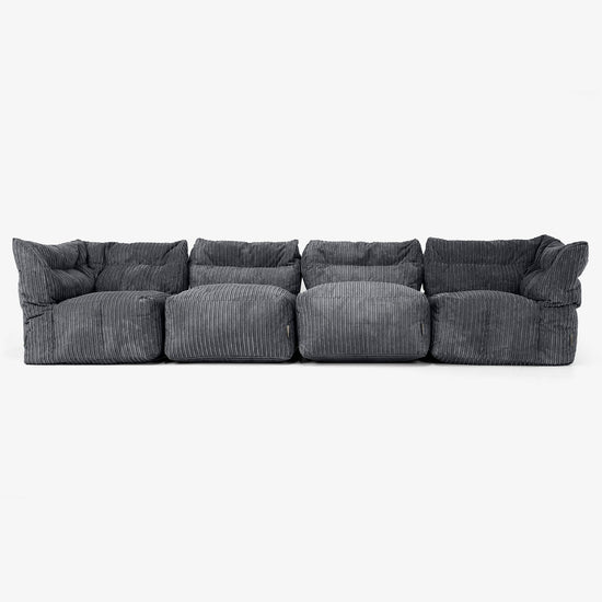 4 Piece Multi Modular Sofa Set - Cord Black 01