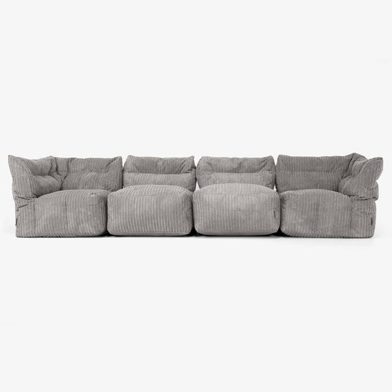 4 Piece Multi Modular Sofa Set - Cord Graphite Grey 01