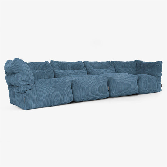 4 Piece Multi Modular Sofa Set - Cord Navy Blue 02