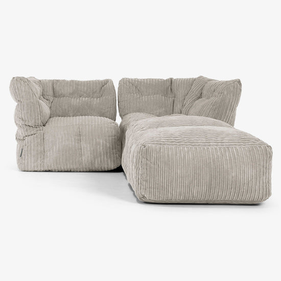 2 Piece Chaise Modular Sofa Set - Cord Mink 01