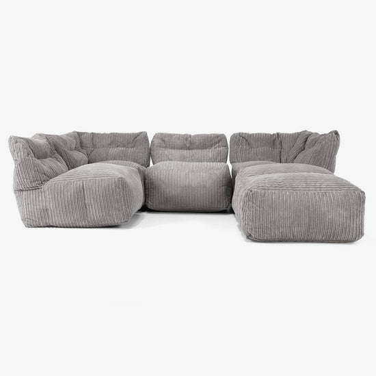 4 Piece Multi Chaise Modular Sofa Set - Cord Graphite Grey 03
