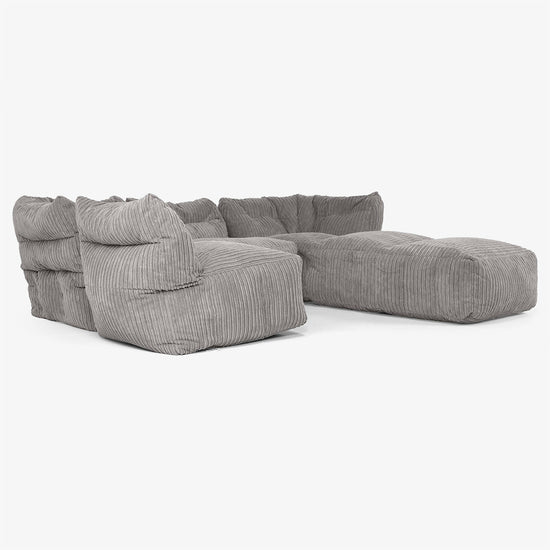 4 Piece Multi Chaise Modular Sofa Set - Cord Graphite Grey 04