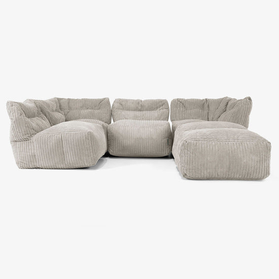 4 Piece Multi Chaise Modular Sofa Set - Cord Mink 03