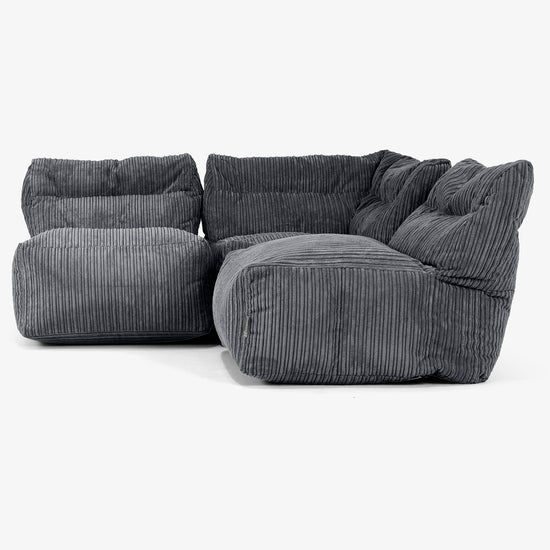 3 Piece Multi Open Modular Sofa Set - Cord Black 02