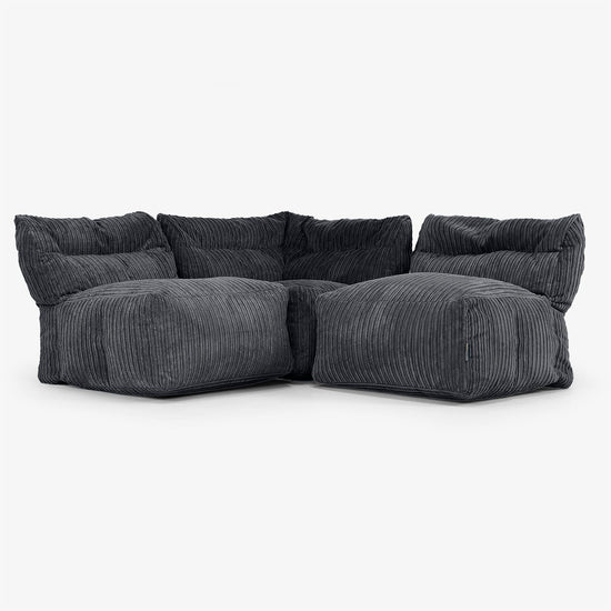 3 Piece Multi Open Modular Sofa Set - Cord Black 01