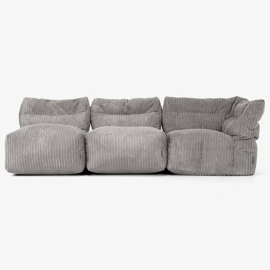 3 Piece Multi Open Modular Sofa Set - Cord Graphite Grey 04