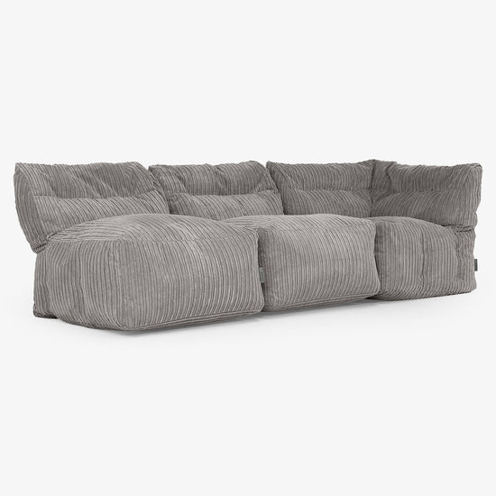 3 Piece Multi Open Modular Sofa Set - Cord Graphite Grey 03