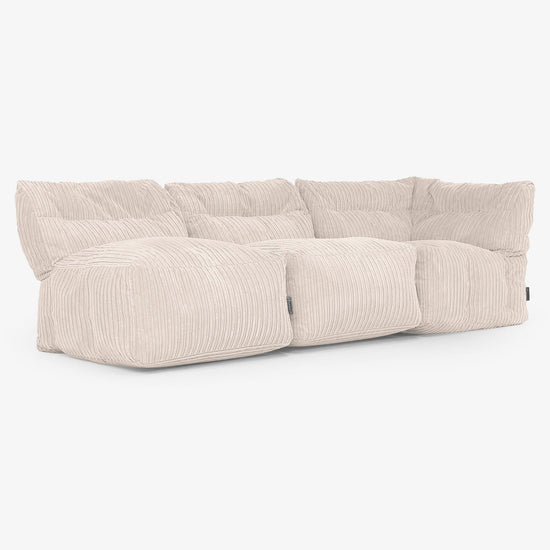 3 Piece Multi Open Modular Sofa Set - Cord Ivory 03