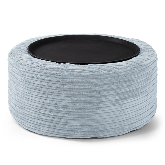 Ottoman Pouf with a Serving Tray - Cord Baby Blue 02