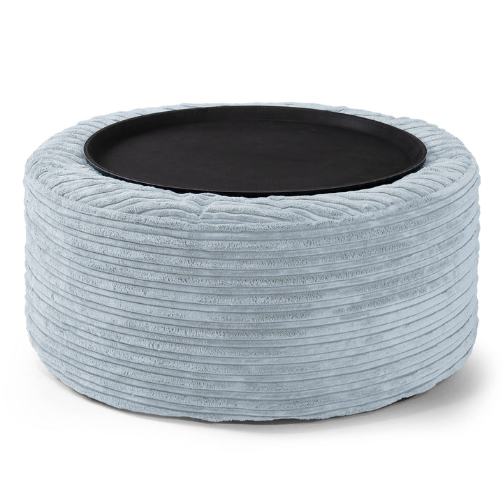 Ottoman Pouf with a Serving Tray - Cord Baby Blue 02