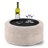 Ottoman Pouf with a Serving Tray - Cord Ivory 01