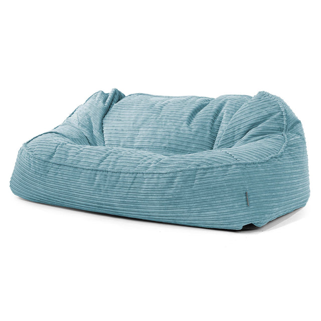 Sloucher Oversized Bean Bag Sofa - Cord Aegean Blue 01