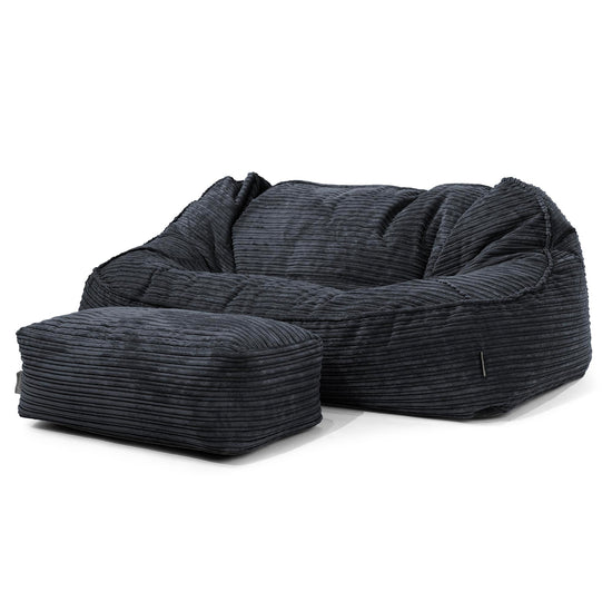 Sloucher Oversized Bean Bag Sofa - Cord Black 02