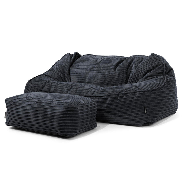Sloucher Oversized Bean Bag Sofa - Cord Black 02