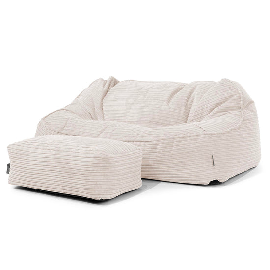Sloucher Oversized Bean Bag Sofa - Cord Ivory 02