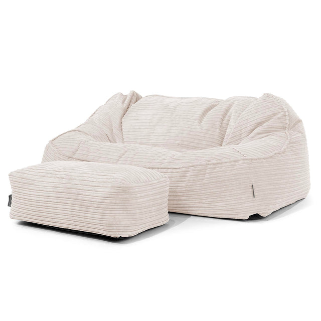 Sloucher Oversized Bean Bag Sofa - Cord Ivory 02