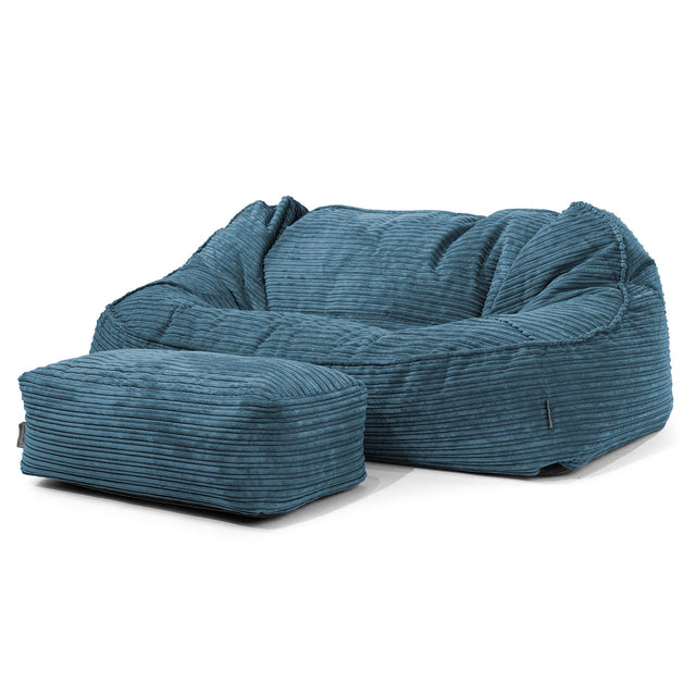 Sloucher Oversized Bean Bag Sofa - Cord Navy Blue 02