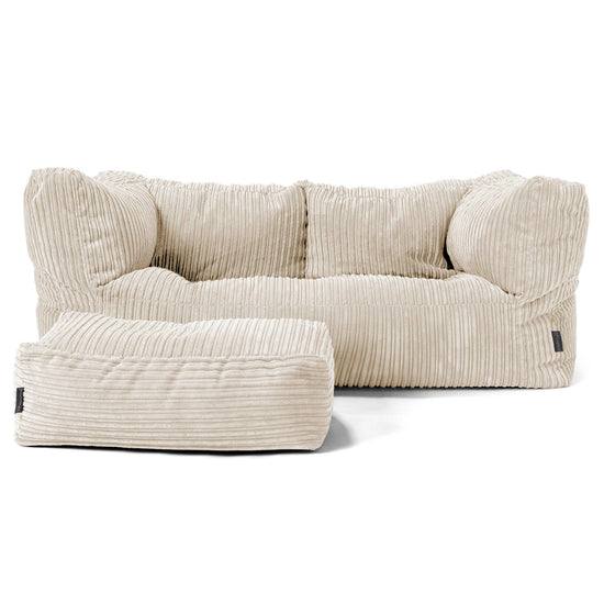 The 2 Seater Albert Sofa Bean Bag - Cord Cream 02