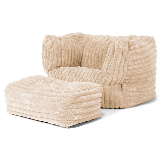 Albert Bean Bag Armchair - Ultra Plush Cord Cream 02