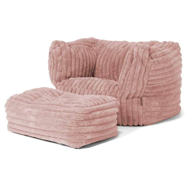 Albert Bean Bag Armchair - Ultra Plush Cord Dusty Pink 02