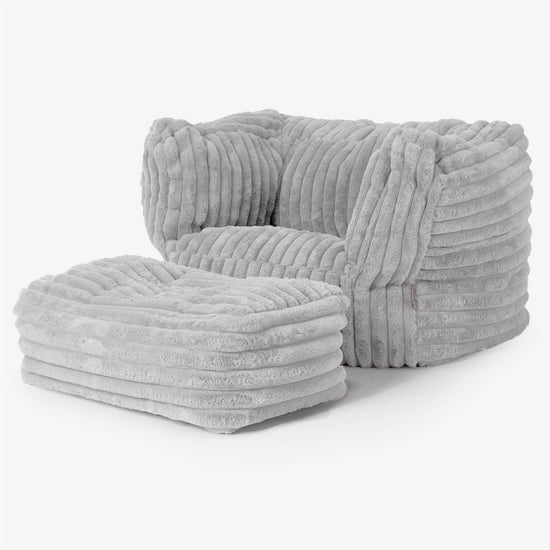 Albert Bean Bag Armchair - Ultra Plush Cord Grey 02