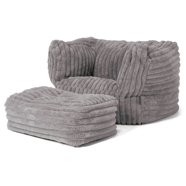 Albert Bean Bag Armchair - Ultra Plush Cord Grey 02