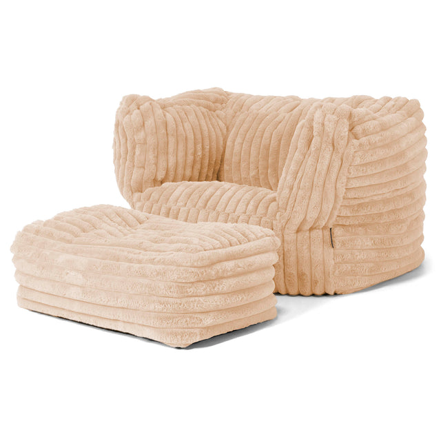 Albert Bean Bag Armchair - Ultra Plush Cord Peach 02