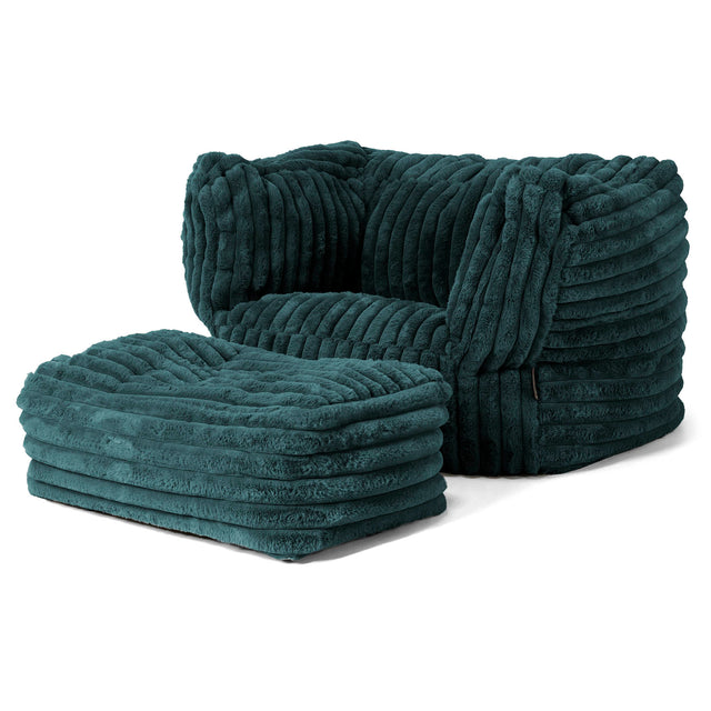 Albert Bean Bag Armchair - Ultra Plush Cord Teal 02