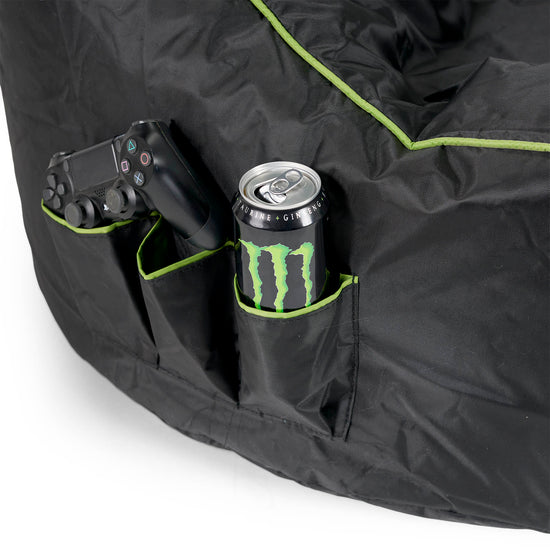Car Seat Style Gaming Bean Bag Chair - Black / Green 07