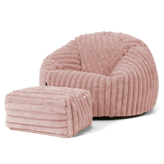 Classic Bean Bag Chair - Ultra Plush Cord Dusty Pink 02