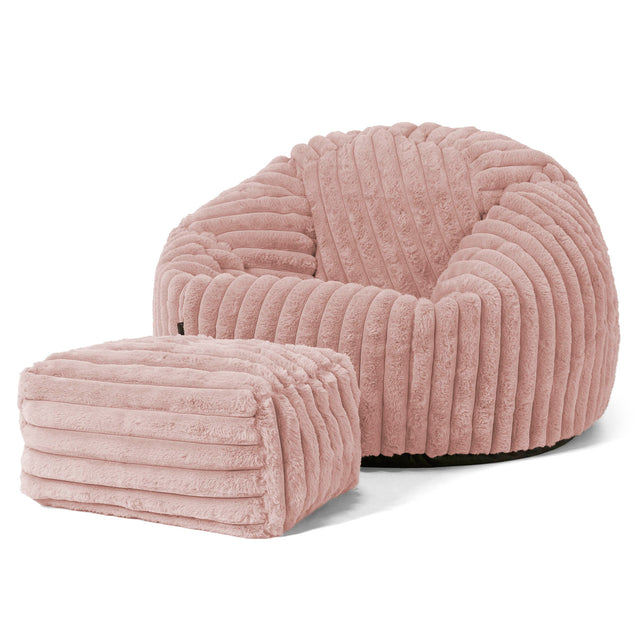 Classic Bean Bag Chair - Ultra Plush Cord Dusty Pink 02